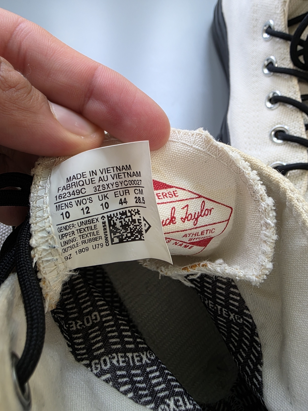 Converse High-Top Canvas Sneakers in White with Black Accents - Picture 7 of 9